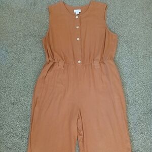 Liz Claiborne PXL Terracotta Wide Leg Button Front Jumpsuit - Petite XL